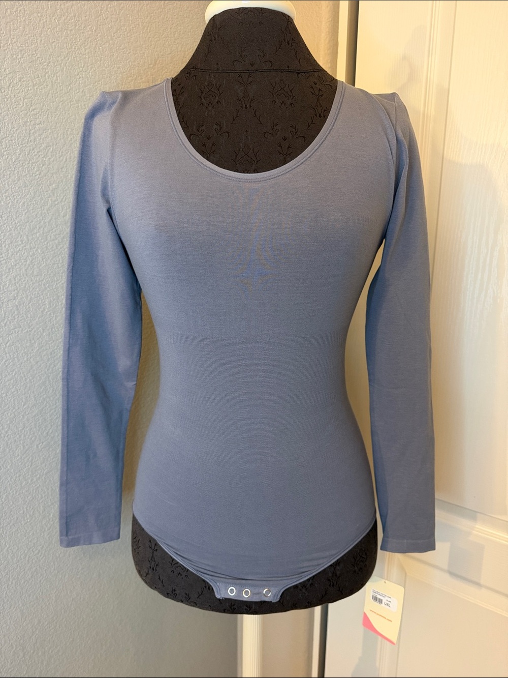 Yummie Full Back Cotton Long Sleeve Bodysuit Scoop Neck Size L/XL NEW